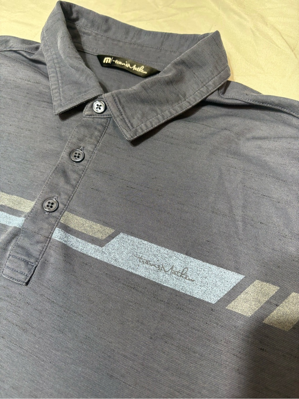 Travis Mathew ChampionsGate Golf Polo Blue Striped - Men's XL